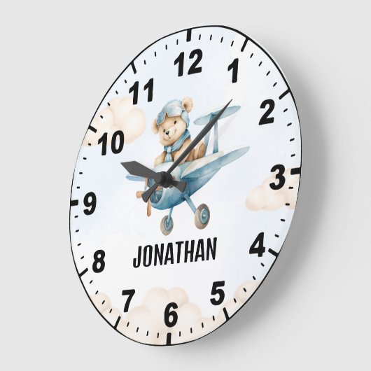 Teddy Bear Pilot in a Sky Adventure Grote Klok (Hoek)