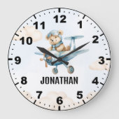 Teddy Bear Pilot in a Sky Adventure Grote Klok (Voorkant)