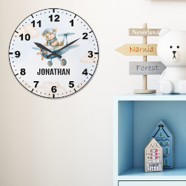 Teddy Bear Pilot in a Sky Adventure Grote Klok