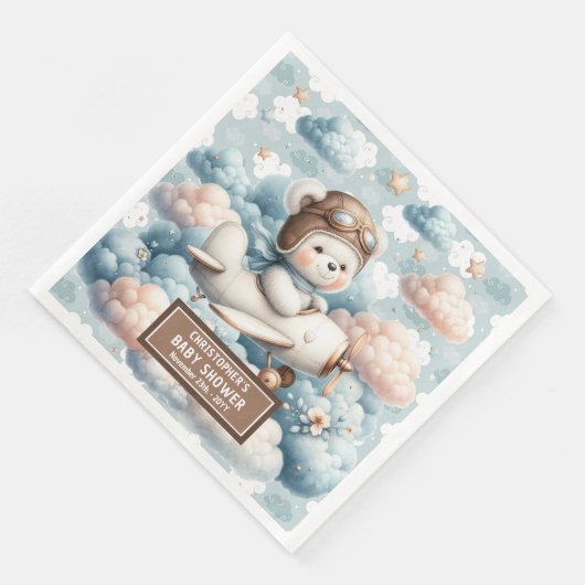 Teddy Bear Pilot servetten Baby shower tafel decor (Hoek)
