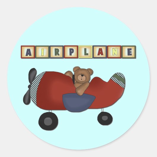 Teddy Bear Pilot Tshirts en Gifts Ronde Sticker (Voorkant)
