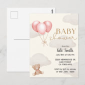 Teddy Bear Ping Ballons Waterverf Baby shower Briefkaart (Voorkant / Achterkant)