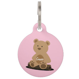 Teddy Bear Pink - Aangepaste ID-tag Huisdierpenning
