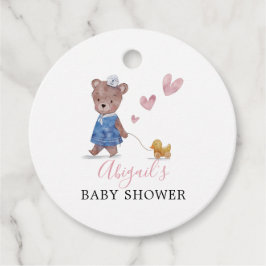 Teddy Bear Pink Baby shower Bedankjes Labels