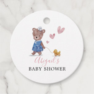 Teddy Bear Pink Baby shower Bedankjes Labels