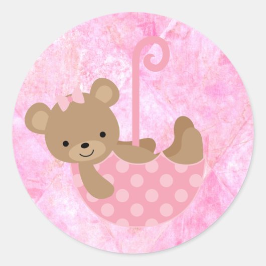 Teddy Bear Pink Baby shower Stickers (Voorkant)
