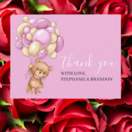 Teddy Bear PINK-ballonnen Briefkaart