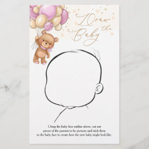 Teddy Bear Pink-ballonnen tekenen het Baby-spel
