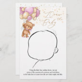 Teddy Bear Pink-ballonnen tekenen het Baby-spel (Voorkant / Achterkant)