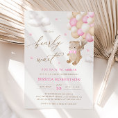 Teddy Bear Pink Ballons Baby shower Uitnodiging
