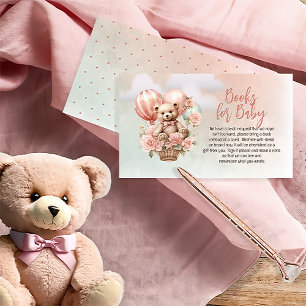 Teddy Bear Pink Balloon Baby shower Boeken voor Ba Informatiekaartje