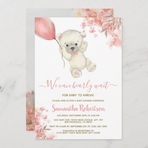 Teddy Bear Pink Balloon Baby shower Foto Kaart