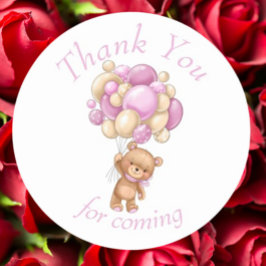 Teddy Bear Pink BALLOON bedankt Ronde Sticker