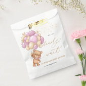 Teddy Bear Pink Balloons Baby shower Favor Bag Bedankzakje (Gezegeld)