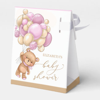 Teddy Bear Pink Balloons Baby shower Favor Box Bedankdoosjes