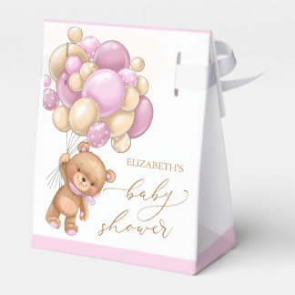 Teddy Bear Pink Balloons Baby shower Favor Box Bedankdoosjes