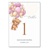 Teddy Bear Pink Balloons Baby shower Kaart (Voorkant)