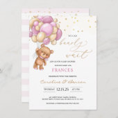 Teddy Bear Pink Balloons Baby shower Kaart (Voorkant / Achterkant)