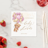 Teddy Bear Pink Balloons Baby shower Napkins Servet (Insitu)