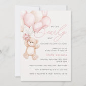 Teddy Bear Pink Balloons Girl Baby shower Kaart (Voorkant)