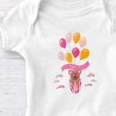 Teddy Bear Pink Balloons Girl Name Romper