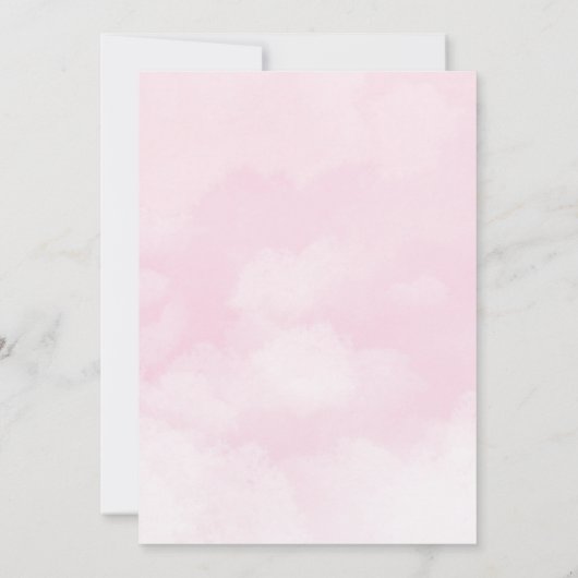 Teddy Bear Pink Balloons Gold Stars Baptisme Kaart (Achterkant)