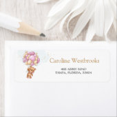 Teddy Bear Pink Balloons Retouradres label (Insitu)