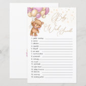Teddy Bear Pink Balloons Word Scramble Game (Voorkant / Achterkant)