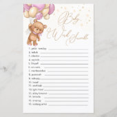 Teddy Bear Pink Balloons Word Scramble Game (Voorkant)