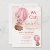 Teddy Bear Pink Barly Wachten Baby shower Kaart (Voorkant)