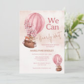 Teddy Bear Pink Barly Wachten Baby shower Kaart (Staand voorkant)