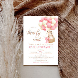 Teddy Bear Pink Barly Wake Baby shower Kaart