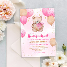 Teddy Bear Pink Barly Wake Baby shower