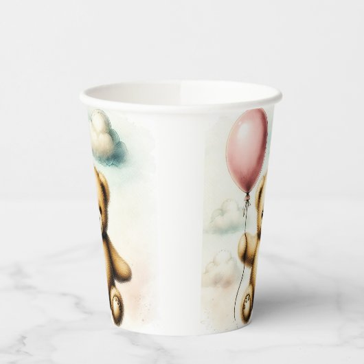 Teddy Bear Pink Barly Wake Baby shower Papieren Bekers (Links)