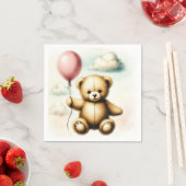 Teddy Bear Pink Barly Wake Baby shower Servet (Insitu)