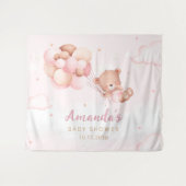 Teddy Bear Pink Barly Wake Baby shower Wandkleed (Voorkant (horizontaal))