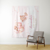 Teddy Bear Pink Barly Wake Baby shower Wandkleed (In situ)