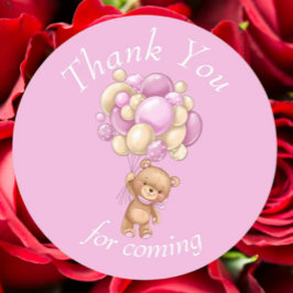 Teddy Bear Pink bedankt Ronde Sticker
