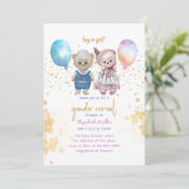  Teddy Bear Pink Blue Baby Kaart (Staand voorkant)