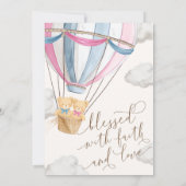 Teddy Bear Pink Blue Twins Christening Kaart (Achterkant)