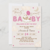 Teddy Bear Pink Boho Girl Baby shower Kaart (Voorkant)