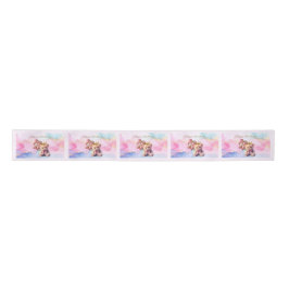 Teddy Bear Pink Bow Gold Crown Happy Birthday Satijnen Lint