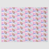 Teddy Bear Pink Bow Gold Crown Happy Birthday Tissuepapier (Voorkant)