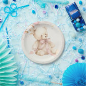 Teddy Bear Pink Champagne Gold Party Plates Papieren Bordje (Feest)