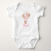 Teddy Bear Pink en Gold Balloons Romper (Voorkant)