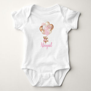Teddy Bear Pink en Gold Balloons Romper