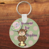 Teddy Bear Pink en Green Sleutelhanger (Voorkant)