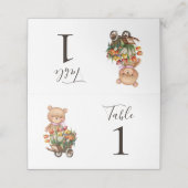 Teddy Bear Pink Floral Rustic Party Place Card Plaatskaartje (Buitenkant ongevouwen)