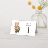 Teddy Bear Pink Floral Rustic Party Place Card Plaatskaartje (Achterkant)