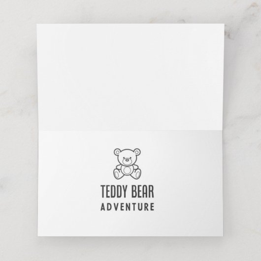 Teddy Bear Pink Floral Rustic Party Place Card Plaatskaartje (Binnenkant ongevouwen)